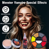 Halloween SFX Makeup Kit – Complete Special Effects Set with Fake Blood, Scar Wax, Bruise Palette & Vampire Teeth