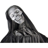 Haunted Hill Farm 63-in. Talking Reaper Halloween Animatronic, Indoor or Outdoor Halloween Decoration with Flashing White Eyes, Poseable and Battery Operated Fright Props for Home or Haunted House