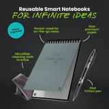 Rocketbook Mini Reusable Smart Notebook – Pocket Size Cloud-Connected Dot Grid Notepad (Gray, 3.5” x 5.5”)