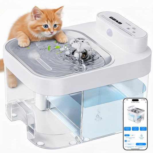 ODSD Smart Wastewater Separation Cat Water Fountain 3L – App Control & 5000mAh Dual Power System (White)