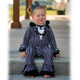 Little Girl Halloween Outfit – Toddler Jack Skellington & Sally Inspired Fall Clothing Set (4T–5T)