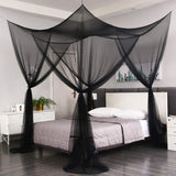 Gothic Black Bed Canopy – 4-Post Mosquito Net for Full, Queen & King Size Beds (Indoor/Outdoor Use)