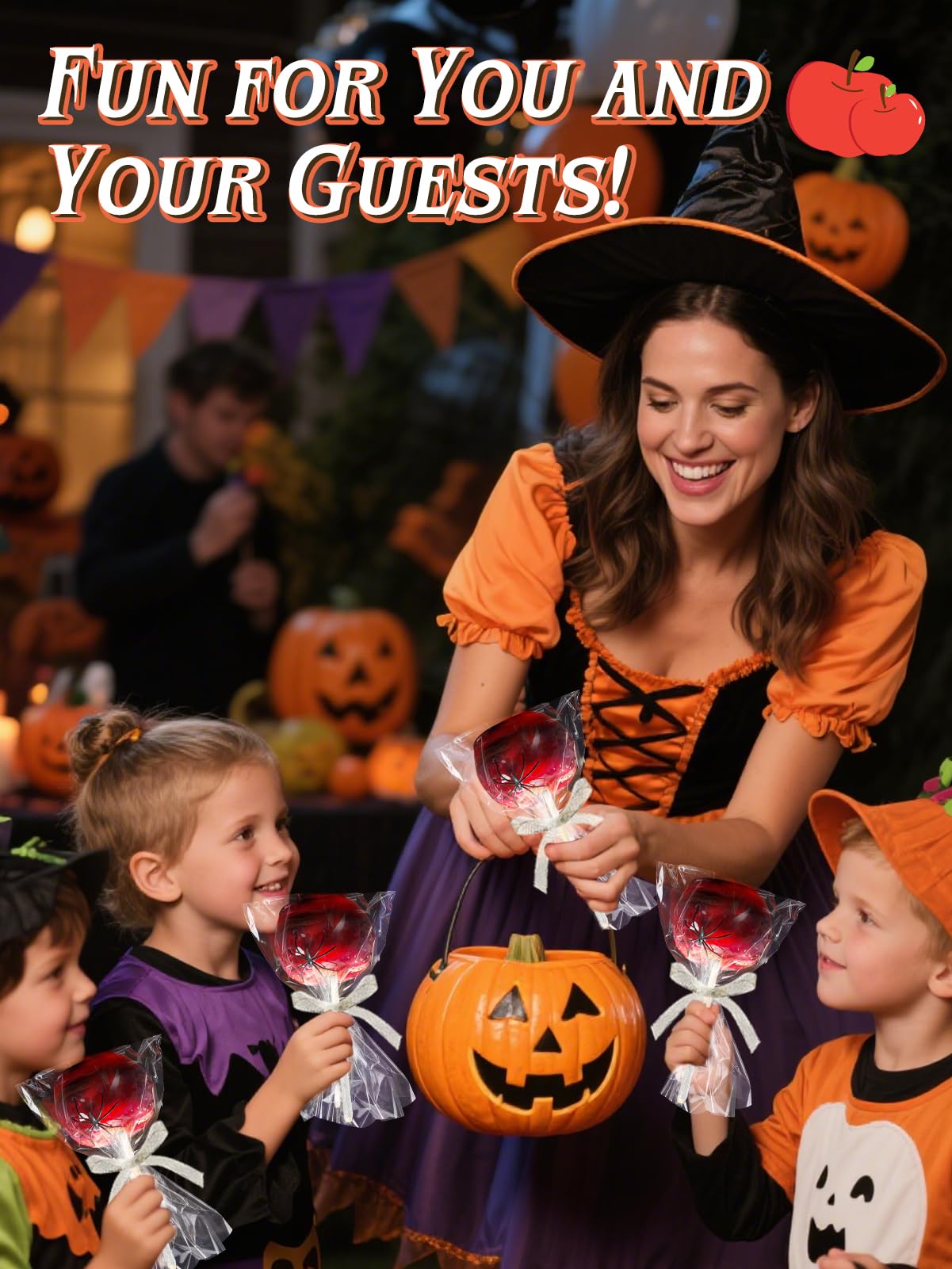 48 Pcs Candy Apple DIY Kit – Silver Glitter Edition 🍬 Includes Bamboo Sticks, Candy Wrapping Glass Paper & Glitter Ribbon