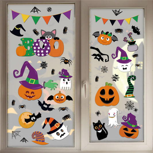 Purple Halloween Window Clings – 232PCS Gel Stickers with Ghosts, Pumpkins & Skulls