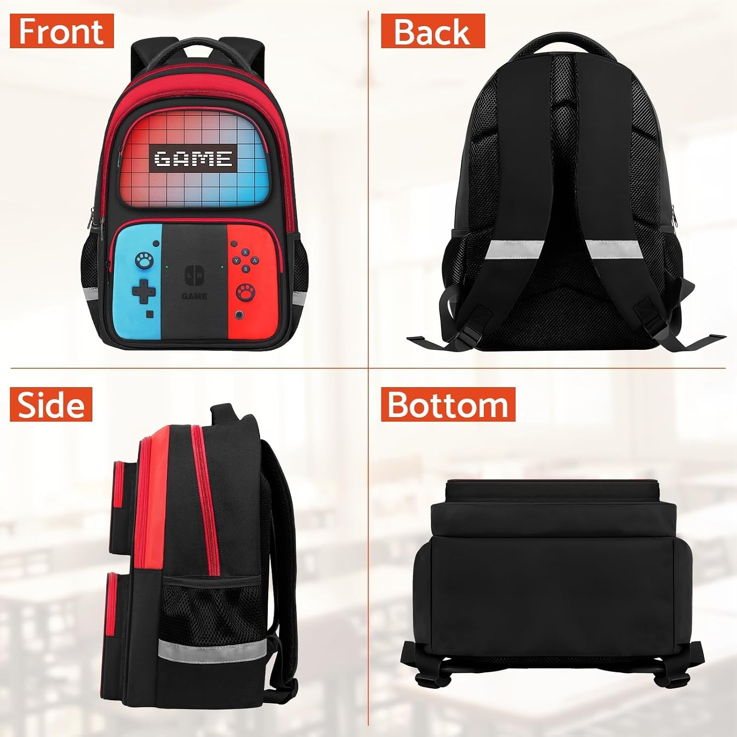 Gamer School Backpack Set with Lunch Bag and Pencil Case
