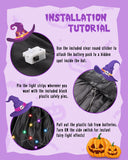 Purple Light-Up Witch Costume Set for Girls – 6-Piece Halloween Dress-Up Kit with LED Skirt, Hat, Broom & Jewelry