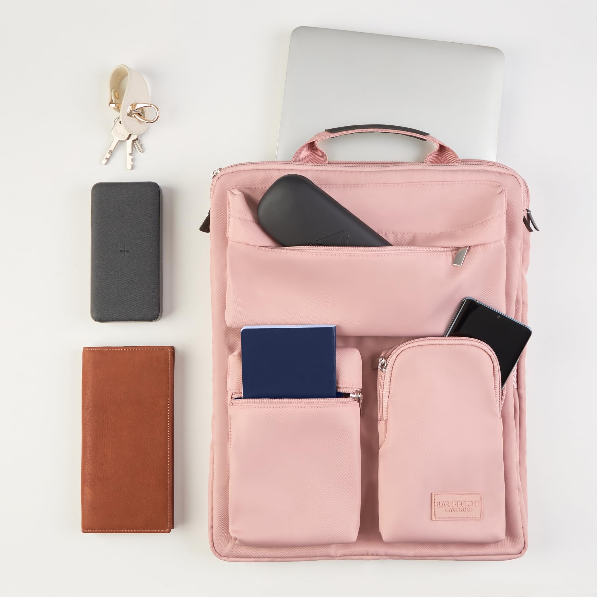 Carry-On Luggage Organizer Harness with Laptop Pocket & Adjustable Straps – Travel Storage Bag Pink