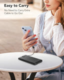10000mAh Portable Charger Power Bank with Built-in Cables & AC Wall Plug, Slim Fast Charging Battery Pack for iPhone & Android – Black