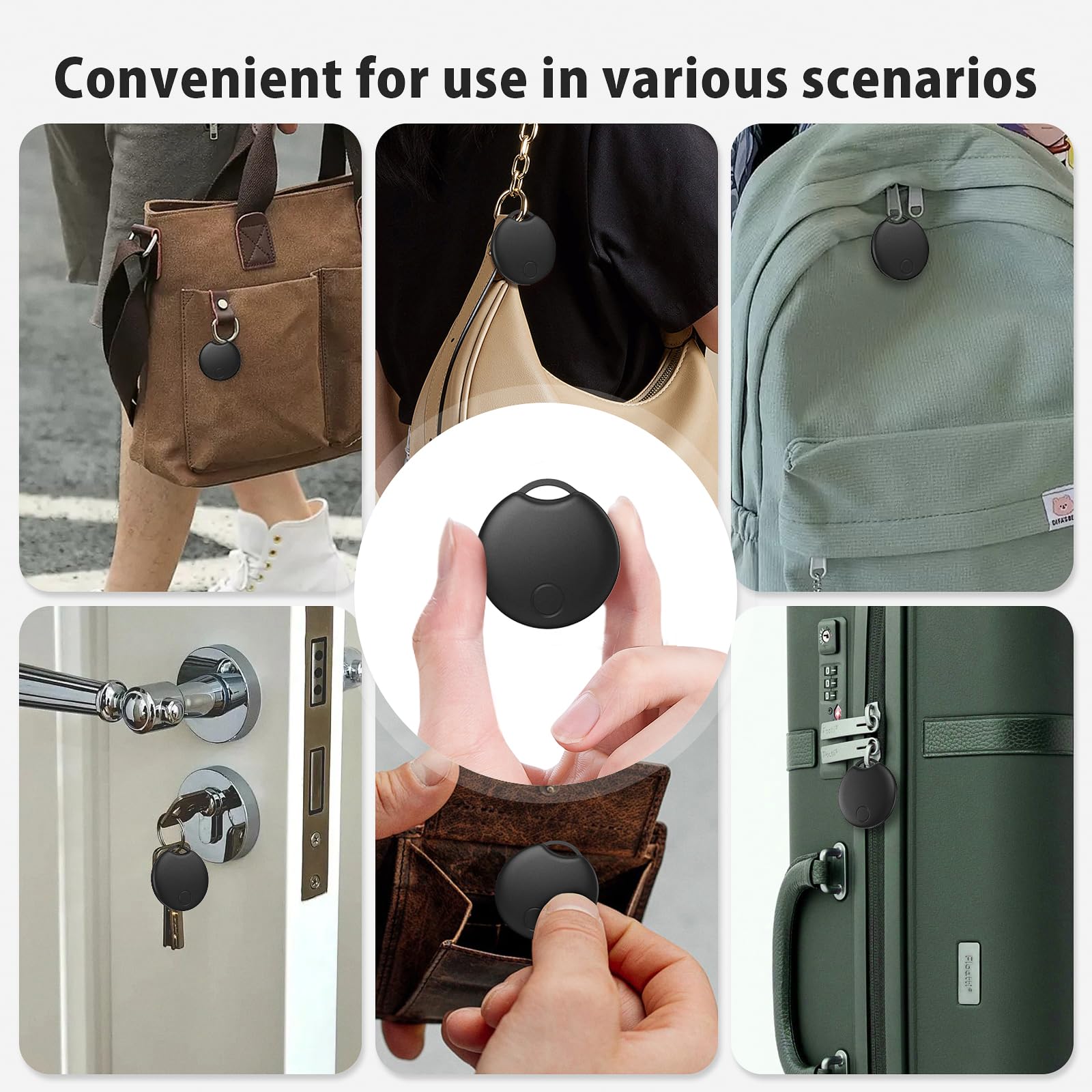 RSH Apple Find My Compatible Bluetooth Tracker Tags 4 Pack, Smart Luggage & Key Locator with Sound Alert – New Model
