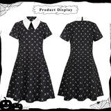 Girls Halloween Princess Costume Set – Cute Black Dress with Necklace, Hairpin, Socks & Stickers