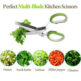 5-Blade Herb Scissors with Cleaning Comb & Cover – Stainless Steel Kitchen Shears
