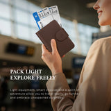 ALLIVE Leather Passport Holder with Hidden AirTag & RFID Protection – Travel Wallet (Coffee Brown)