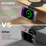 3-in-1 Wireless Charging Station for iPhone, Apple Watch & AirPods, Foldable Fast Wireless Charger Stand for Travel and Nightstand Use