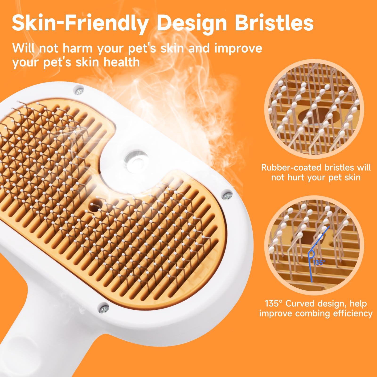 Ultrasonic Pet Grooming Spray Brush with Self-Cleaning Button, Mist Conditioning Function, and De-Shedding Massage for Cats and Dogs