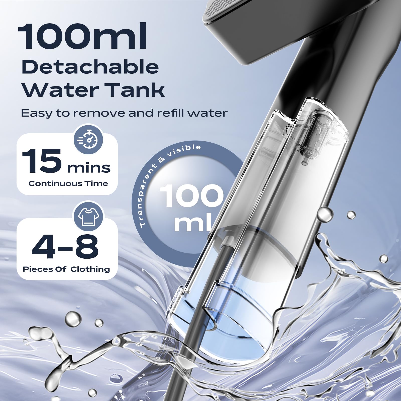 Compact 2-in-1 Handheld Garment Steamer Iron 1000W Fast Heat Portable Wrinkle Remover with Rotating Head