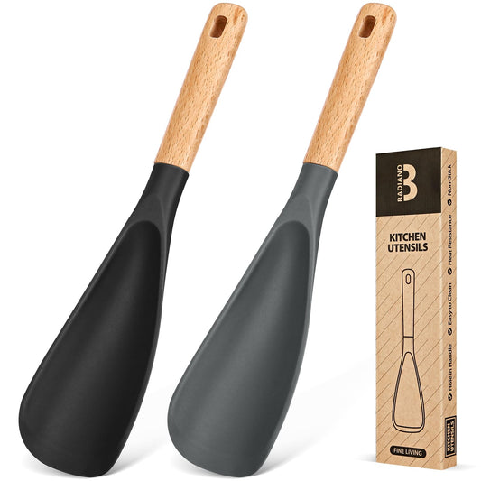 Heat-Resistant Silicone Cooking Spoon Set with Wooden Handle – Non-Toxic & Non-Stick Safe