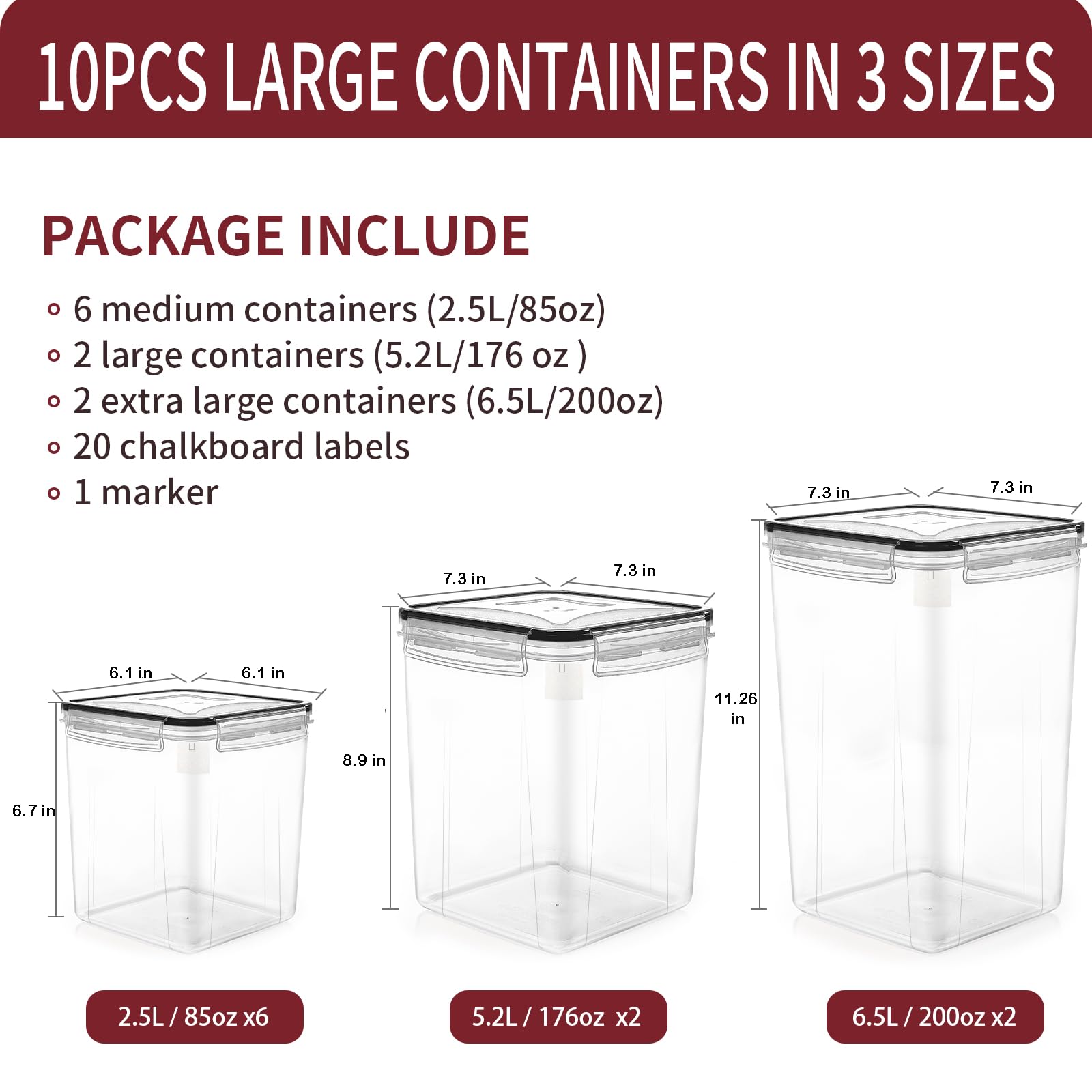 Airtight Food Storage Container Set – Stackable Kitchen & Pantry Containers with Labels (10-Piece)