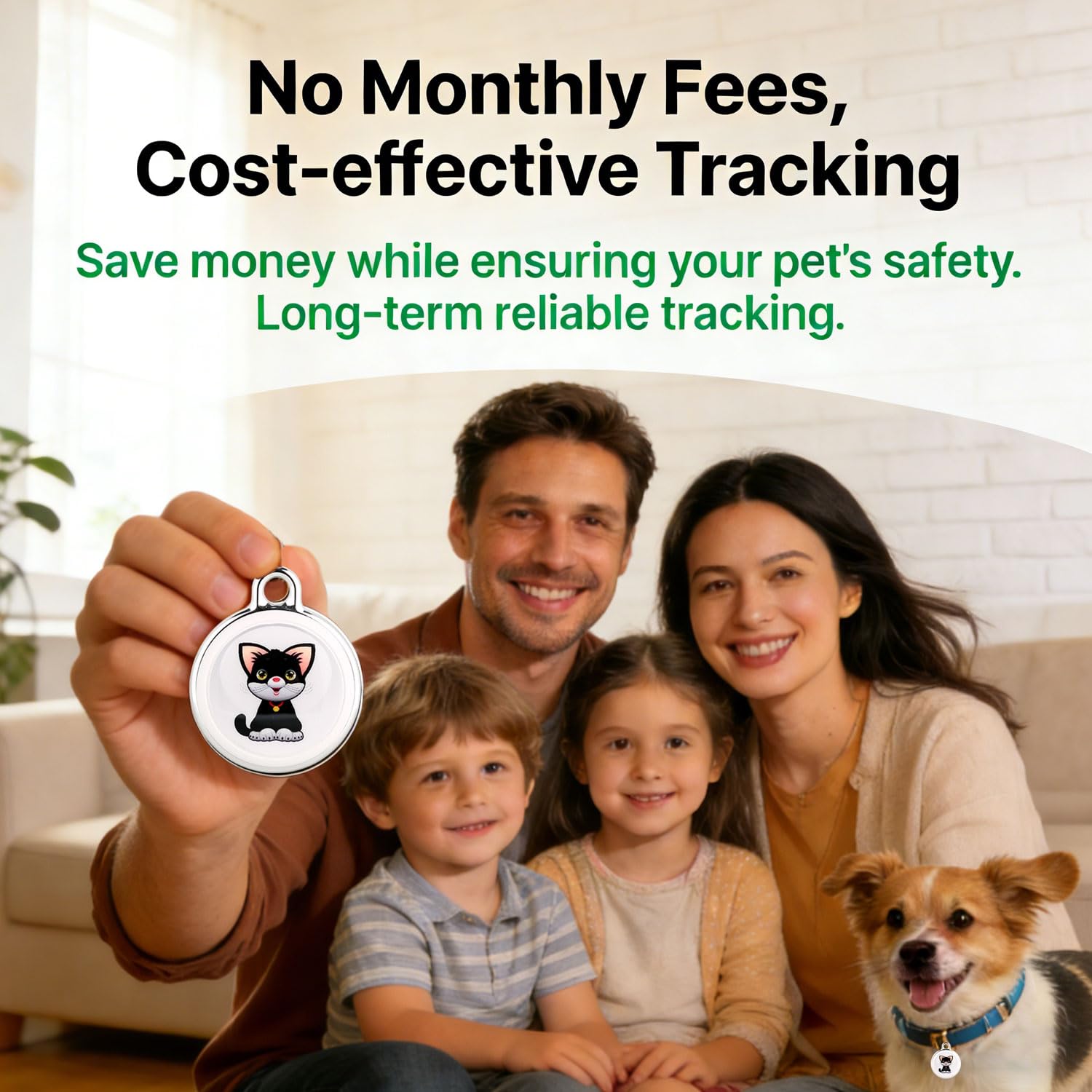 Ultra-Light Cat GPS Tracker, No Subscription, 365-Day Battery, Waterproof Smart Pet Locator with App Tracking & History Monitoring