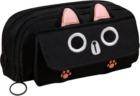 Black 3D Cat Large-Capacity Pencil Case
