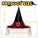 Red Lace Witch Hat with Rhinestone Buckle – Elegant Halloween Costume Accessory