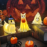 Set of 3 Light-Up Ghost Dogs – Handmade LED Halloween Decorations for Home, Office & Pet Lovers