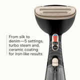 Conair Turbo ExtremeSteam Black Professional Handheld Garment Steamer 1875W with Precision Aluminum Soleplate