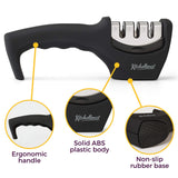 3-Stage Knife Sharpener with Safety Glove – Diamond, Sharpen & Polish System (Black)