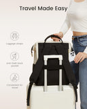 LOVEVOOK Laptop Backpack for Women – 15.6” Large Capacity Waterproof Work, Business & Travel Backpack (Beige-Black)