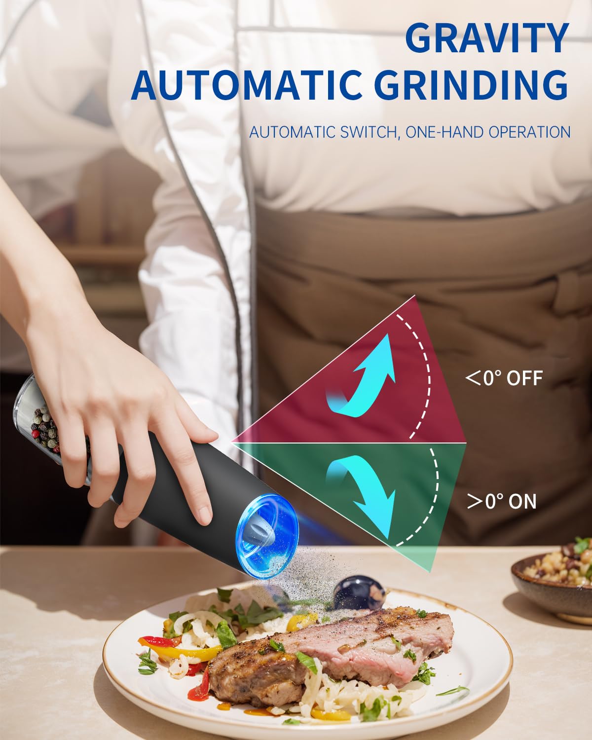 Automatic Electric Salt & Pepper Grinder Set with LED Light – Adjustable Coarseness