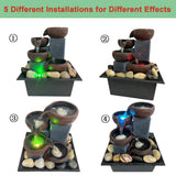 LED Mini Desktop Waterfall Fountain with Natural River Stones & ON/OFF Switch – Style 1