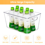 6-Pack Clear Pantry Organizer Bins – Plastic Storage Containers with Handles (Clear)