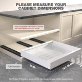 Full-Extension Pull-Out Cabinet Organizer – 22” Deep Adjustable Slide-Out Drawer with 3 Rails (White, 2-Pack)
