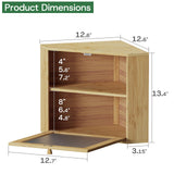 Large Corner Bamboo Bread Box with Adjustable Shelf & Wavy Acrylic Door for Kitchen Countertop