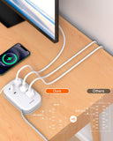 6-in-1 Travel Power Strip with USB-C – Flat Plug Extension Cord with 3 AC Outlets & 3 USB Ports