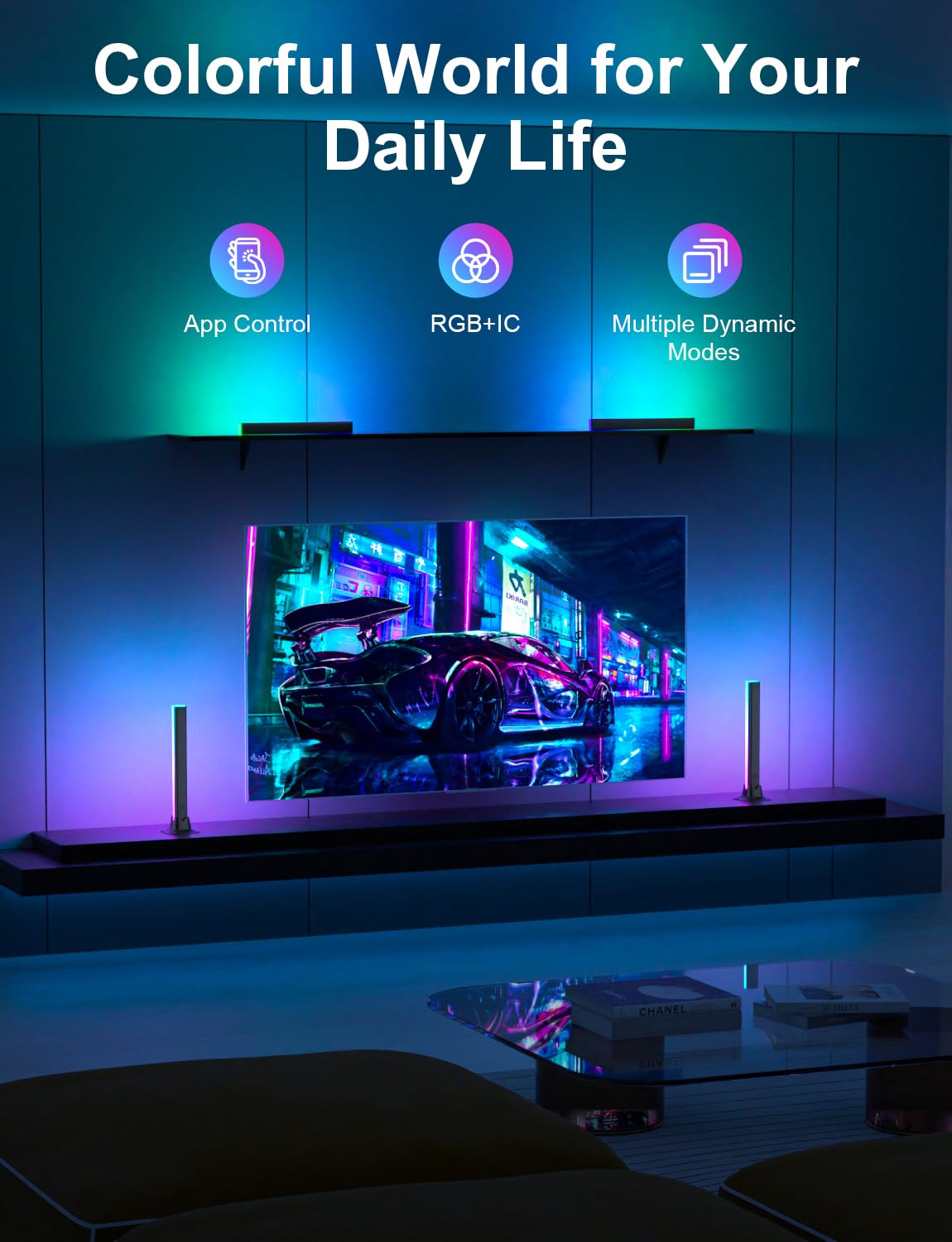 WiFi RGB IC Smart Light Bars – Alexa Voice Control Gaming & TV Ambient Lighting