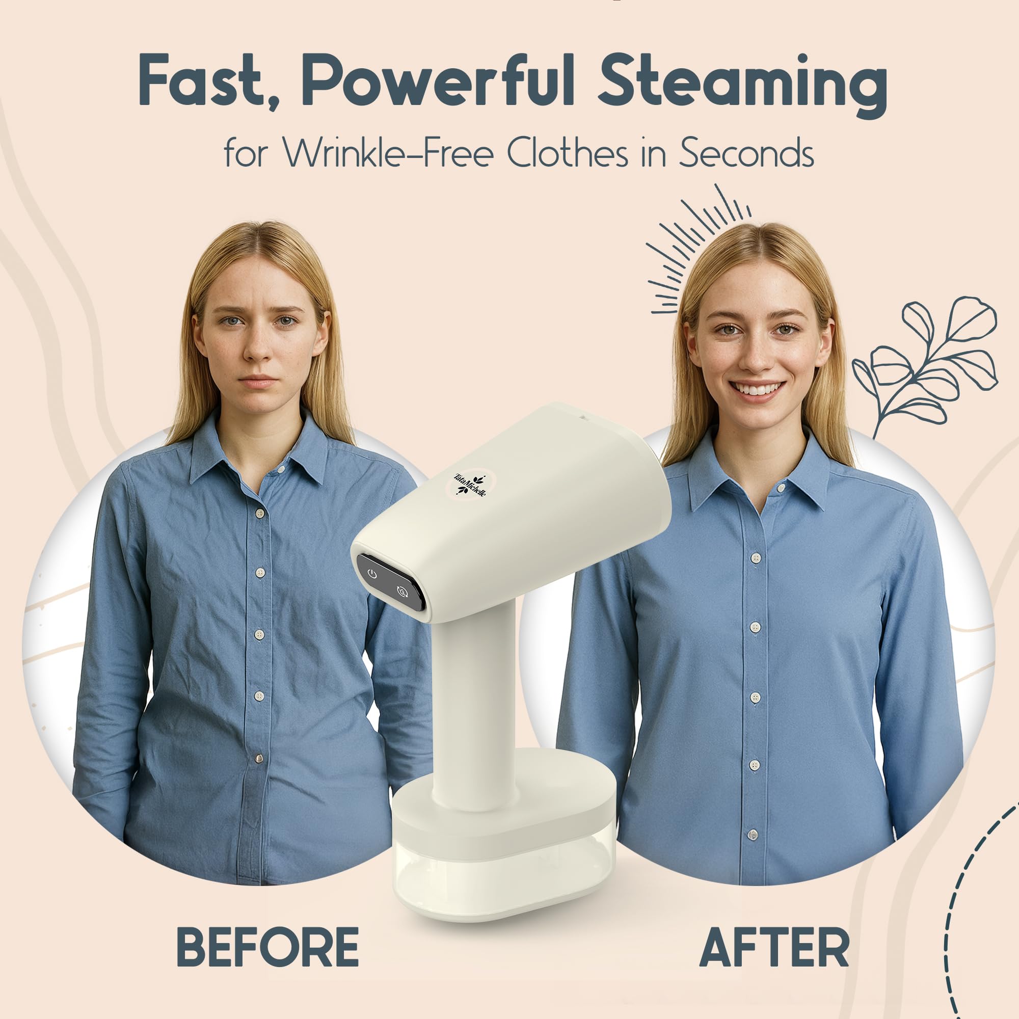 Tata Michelle Turbo Handheld Garment Steamer 1600W with Self-Cleaning System and Leakproof Portable Design