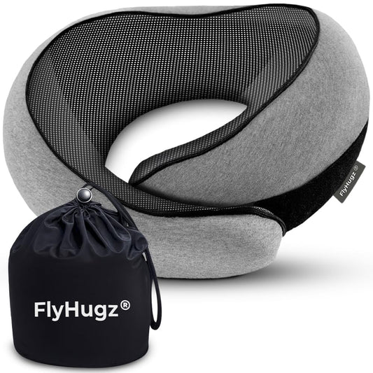 Memory Foam Travel Neck Pillow with Ergonomic Support – Lightweight Airplane Neck Pillow for Flights, Cars & Long Trips