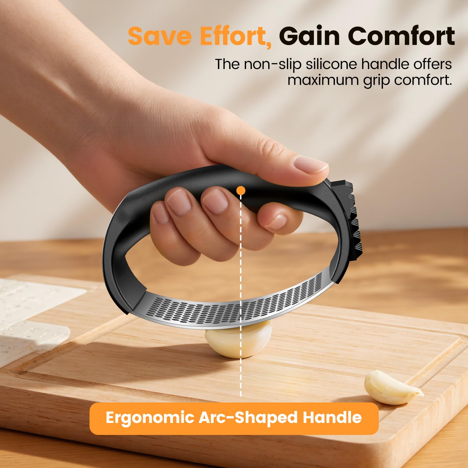 Stainless Steel Garlic Rocker Press – Ergonomic, Easy-Clean Manual Garlic Mincer