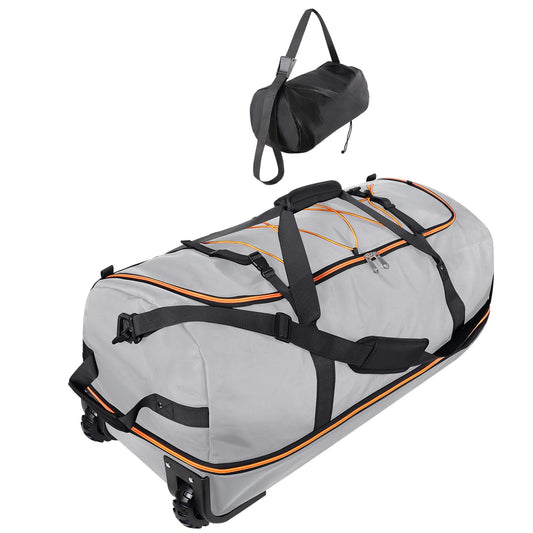 MorthanaBag 32” Expandable Rolling Duffel Bag, 1680D Oxford Foldable Travel Duffle with 2 Wheels (Grey)