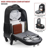 Star Cloud 4-Wheel Rolling Backpack 45L, 17.3” Laptop Carry-On Travel Backpack with Replaceable Wheels (Black)