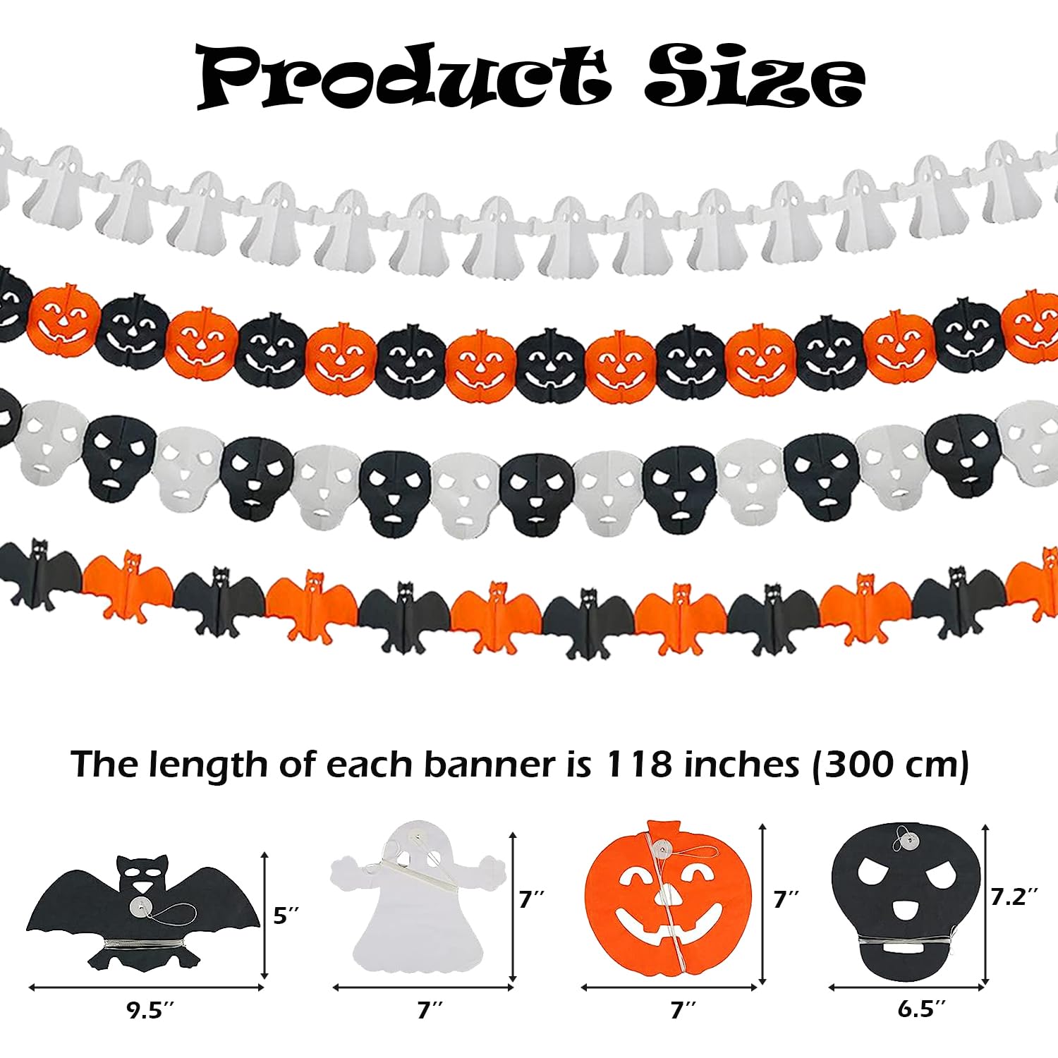 Halloween Party Decoration Kit – Complete Hanging Swirls & Banner Set with Bats, Ghosts & Pumpkins
