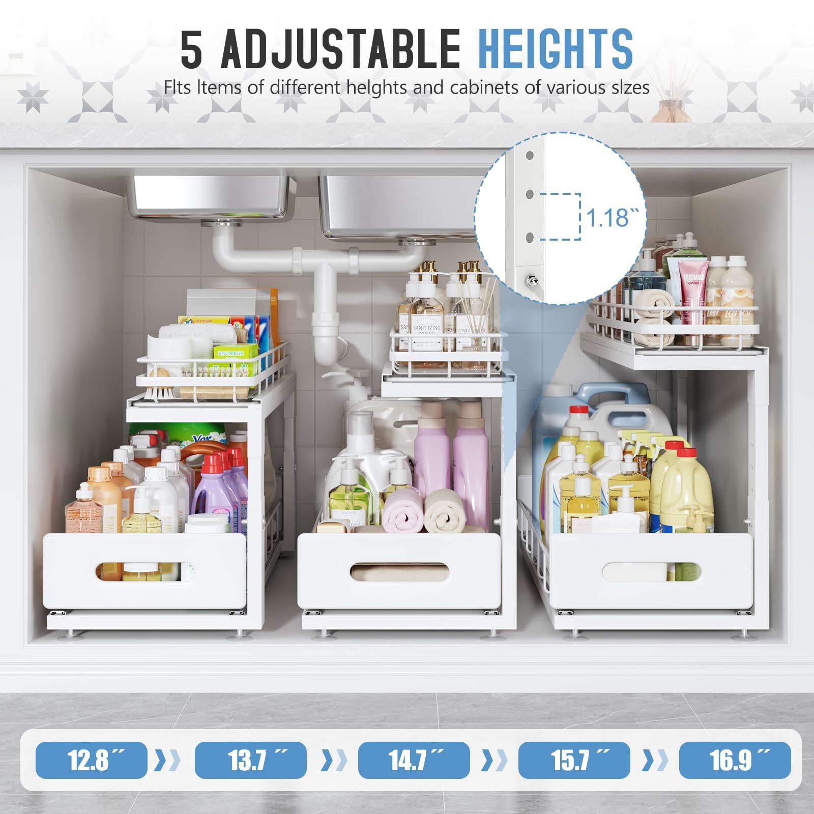 WAKISA Transparent 3-Tier Pull-Out Organizer – Modular Clear Storage Drawers with Adjustable Dividers