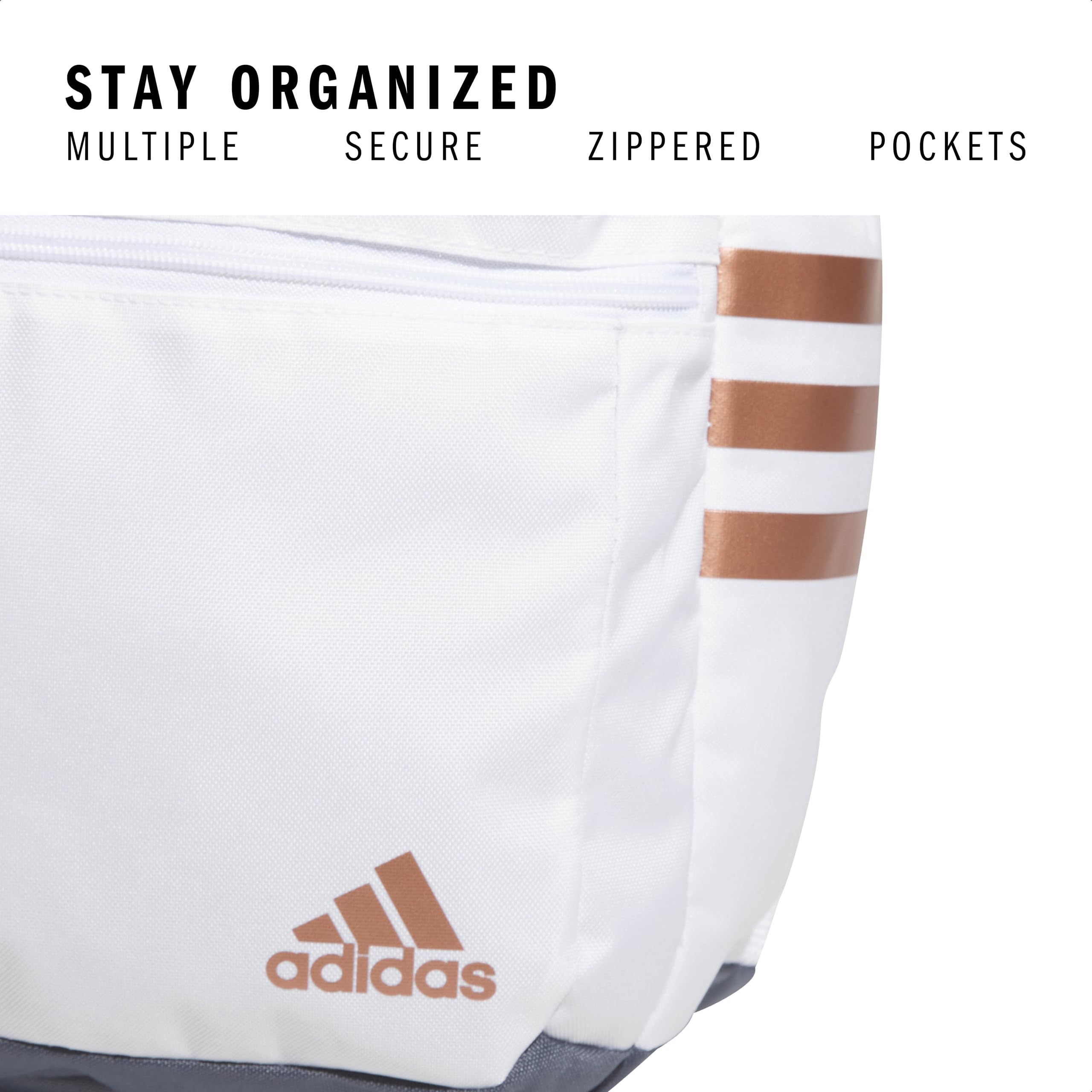 3-Stripe Classic Sports Backpack with Laptop Sleeve, Multi-Pocket Design and Water Bottle Holders