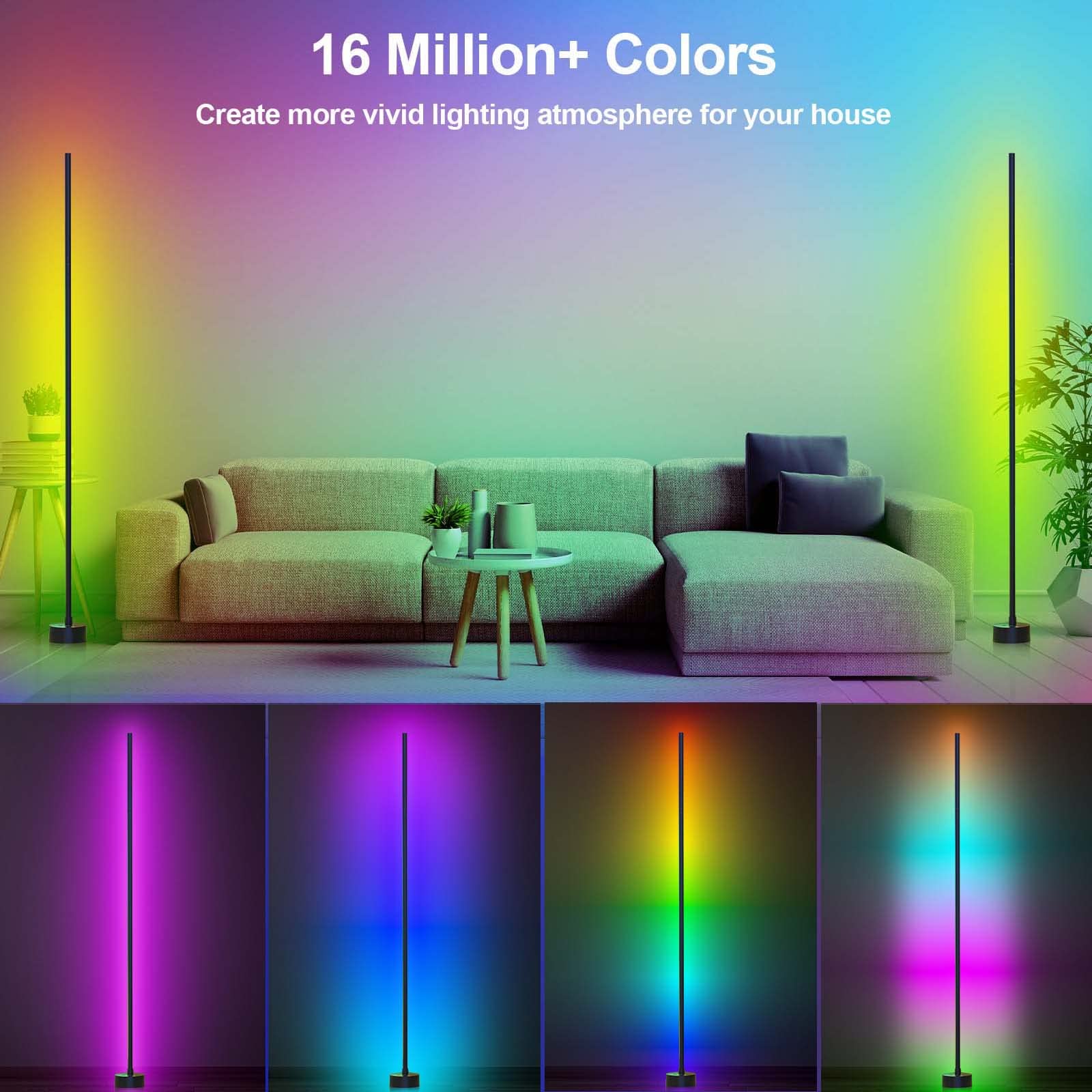 RGB Corner Floor Lamp – 16 Million Colors Smart LED Mood Light with App & Music Sync