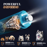 Professional Dog Nail Grinder with 4 LED Lights & Type-C Charging – 3-Speed Quiet Pet Nail Trimmer (Blue)