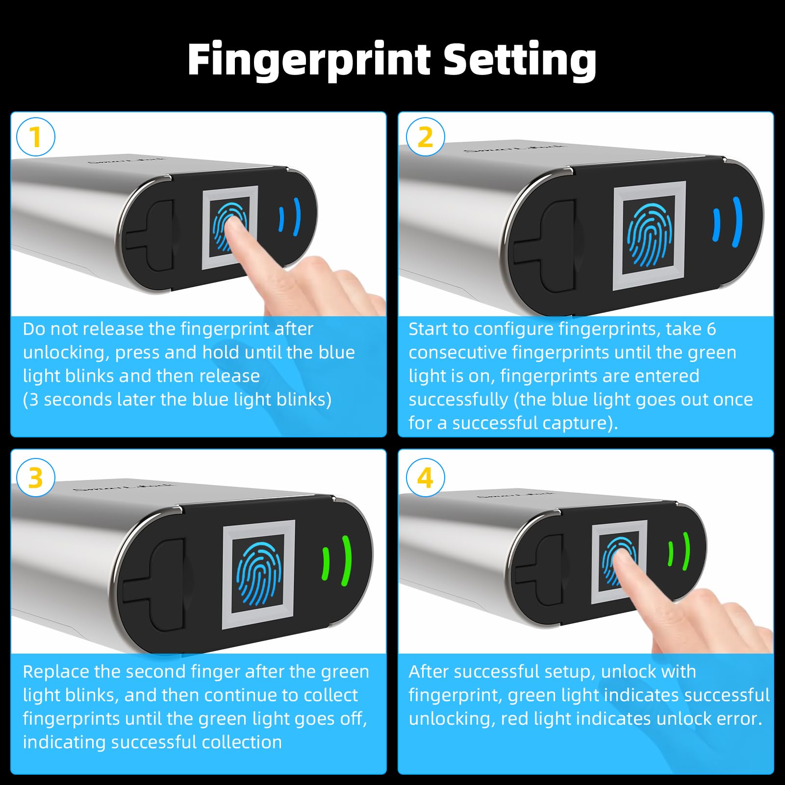 IP66 Waterproof Fingerprint Padlock with USB Rechargeable Battery, Biometric Smart Lock for Gym, Gates & Outdoor Security