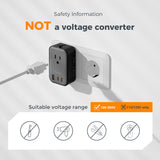TESSAN Universal Travel Adapter PD 20W with Dual USB-C & USB Port, Ultra-Thin International Plug Converter for Europe UK USA Australia – Black Silver