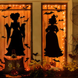 Halloween Window Clings – Extra Large Double-Sided Black Witch & Cat Stickers for Glass & Mirrors