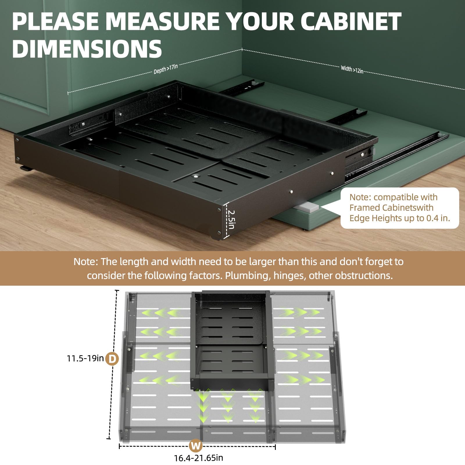 Expandable Pull-Out Cabinet Organizer – Heavy-Duty Adjustable Roll-Out Shelf with 5-Rail System