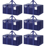 Extra Heavy-Duty Large Moving Bags (6-Pack) – 23+ Gallon Storage Totes with Strong Zippers & Comfortable Handles, Dark Blue